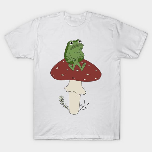 Over the Garden Wall frog on mushroom T-Shirt by ariolaedris